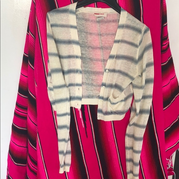 Prada white cropped sweater with blue stripes